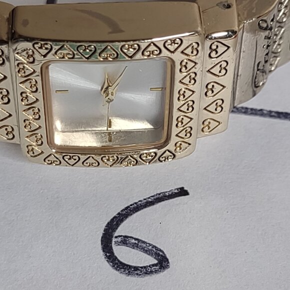 Untested 6 Inch Gold Tone Inspirational Cuff Watch - Picture 8 of 8